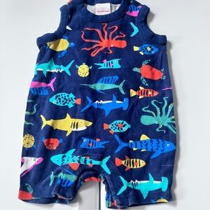 Hanna Andersson sea animal short romper  60 3-6m GUC